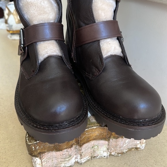 Aldo Mid Calf Faux Shearling Buckle Boots Sz 7 - Picture 3 of 7